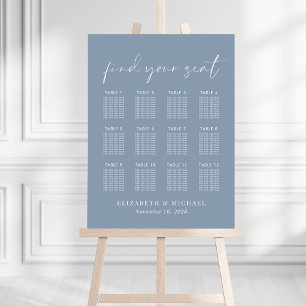 Chic Dusty Blue 12 Table Wedding Seating Chart Foam Board