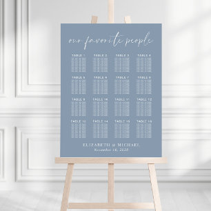 Chic Dusty Blue 16 Table Wedding Seating Chart Foam Board