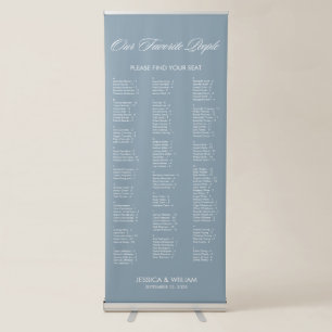 Chic Dusty Blue Alphabetical Wedding Seating Chart Retractable Banner