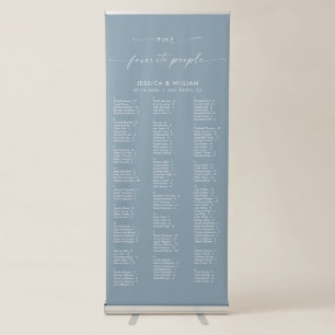 Chic Dusty Blue Alphabetical Wedding Seating Chart Retractable Banner