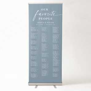 Chic Dusty Blue Alphabetical Wedding Seating Chart Retractable Banner