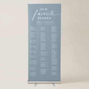 Chic Dusty Blue Alphabetical Wedding Seating Chart Retractable Banner