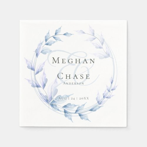 Chic Dusty Blue and Pale Lilac Foliage Napkins