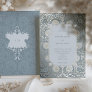 Chic Dusty Blue and Silver Foil Wedding Foil Invitation