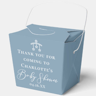 Chic Dusty Blue Baby Shower Custom Fortune Favor Boxes