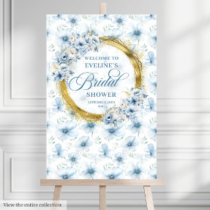 Chic dusty blue boho flower bridal shower welcome foam board