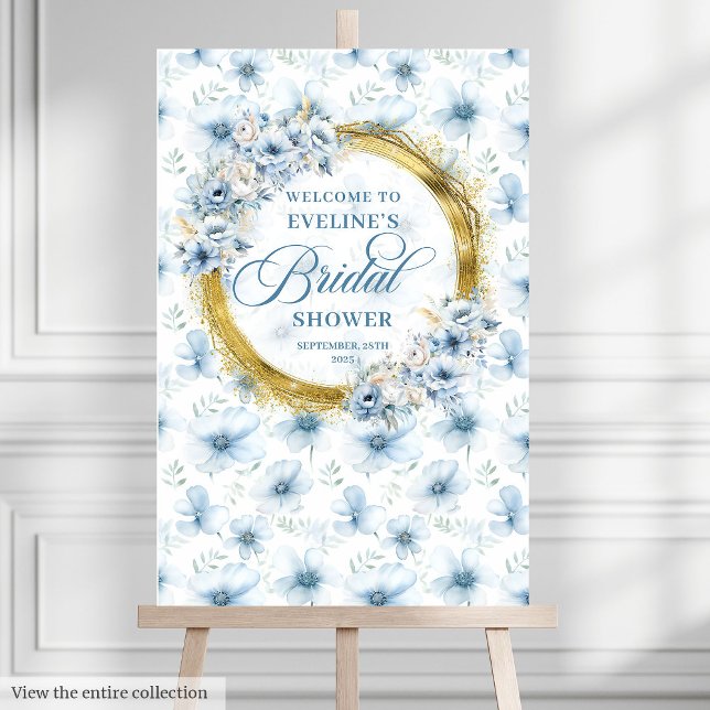 Chic dusty blue boho flower bridal shower welcome  foam board (Chic dusty blue boho flower bridal shower welcome Foam Board)