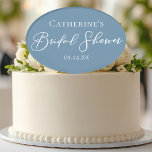 Chic Dusty Blue Bridal Shower Personalized Cake Topper