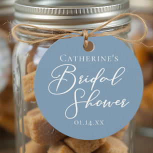 Chic Dusty Blue Bridal Shower Personalized Favor Tags