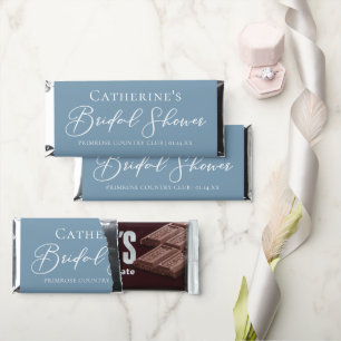 Chic Dusty Blue Bridal Shower Personalized Hershey Bar Favors