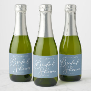 Chic Dusty Blue Bridal Shower Personalized Mini Sparkling Wine Label