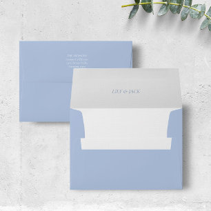 Chic Dusty Blue Couple Names Event Wedding  Envelope