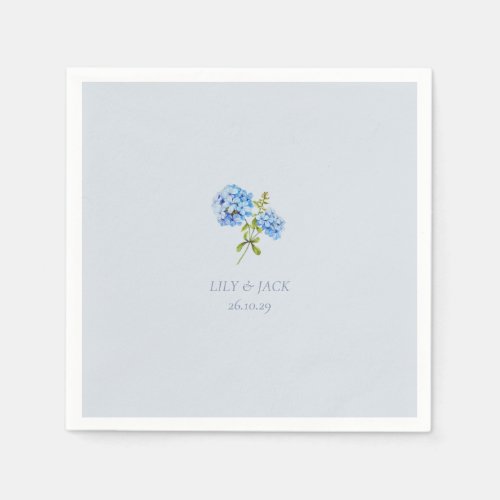 Chic Dusty Blue Floral Hydrangea Wedding  Napkins