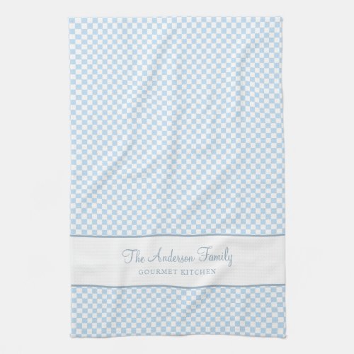 Chic Dusty Blue French Plaid Check Country Gourmet Kitchen Towel