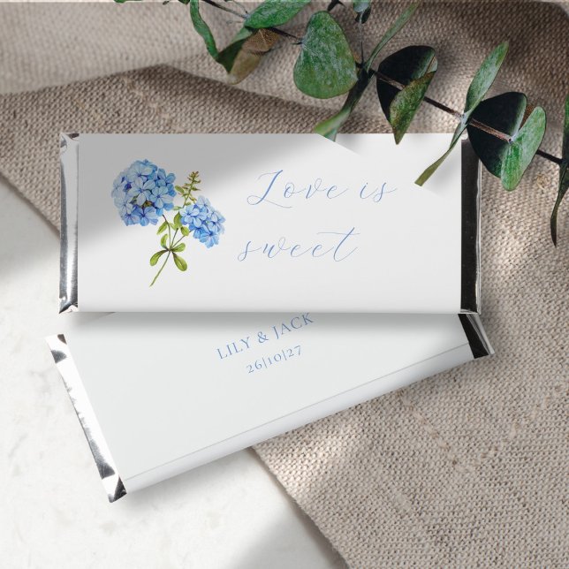 Chic Dusty Blue Hydrangea Event Wedding  Hershey Bar Favors (Creator Uploaded)