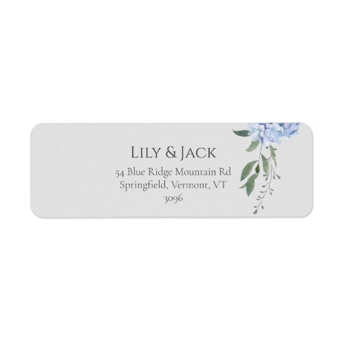 Chic Dusty Blue Hydrangea Floral Return Address Label