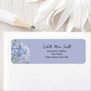 Chic Dusty Blue Hydrangea Flowers Wedding Invite Label