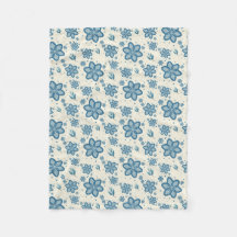 Chic Dusty Blue Jasmine & Botanical Fleece Blanket