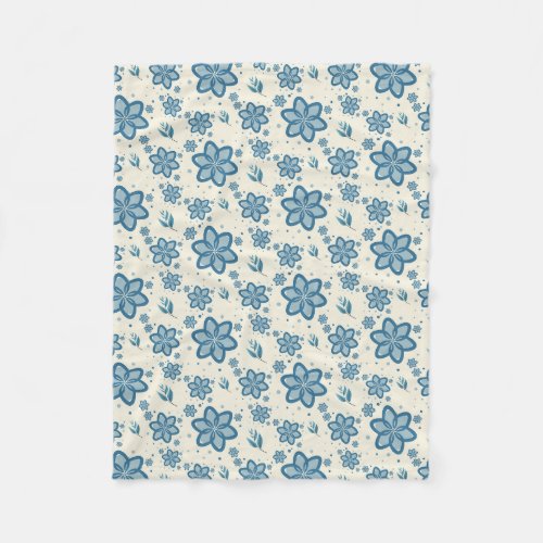 Chic Dusty Blue Jasmine & Botanical Fleece Blanket
