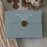 Chic | Dusty Blue Merry Christmas Card Envelope<br><div class="desc">These chic dusty blue Merry Christmas card envelopes are perfect for a modern holiday card or invitation. The simple design features classic minimalist white typography with a rustic boho feel. Customizable in any color. Keep the design minimal and elegant, as is, or personalize it by adding your own graphics and...</div>
