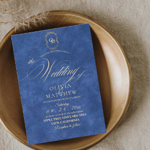 Chic Dusty Blue Minimalist Wedding  Invitation