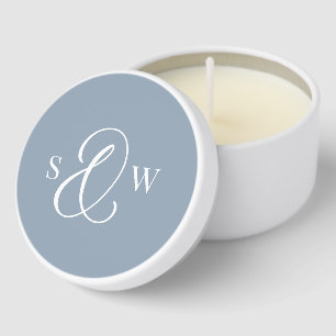 Chic Dusty Blue Monogram Ampersand Luxe Wedding Mini Candle Favors