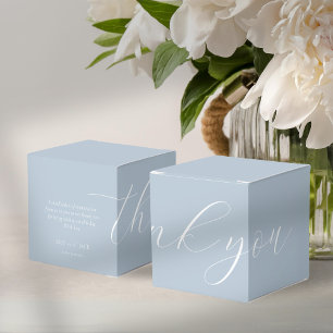 Chic Dusty Blue Script Wedding Thank you Favor Box