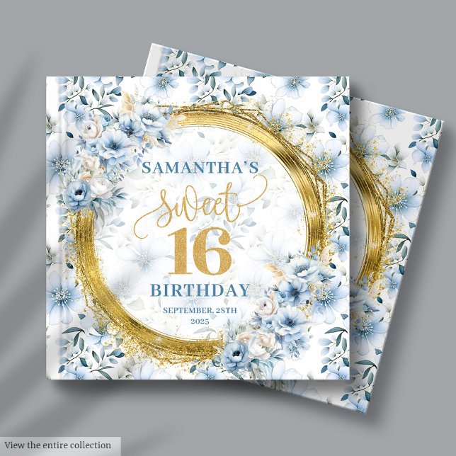 Chic Dusty Blue Sweet 16 Guest Sign In Memory Book (Chic Dusty Blue Sweet 16 Guest Sign In Memory Book)