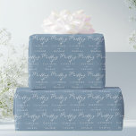 Chic Dusty Blue Typography Personalized Wedding Wrapping Paper<br><div class="desc">Dusty blue wrapping paper for a summer coastal wedding by the sea. Personalize this chic grey blue gift wrap with elegant minimalist typography to match your tranquil bridal color scheme.</div>