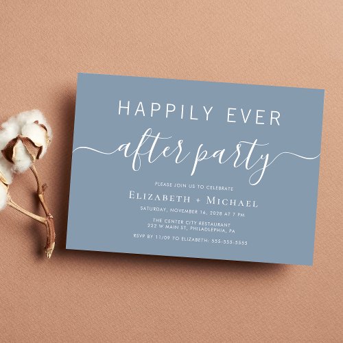 Chic Dusty Blue Wedding After Party Invitation