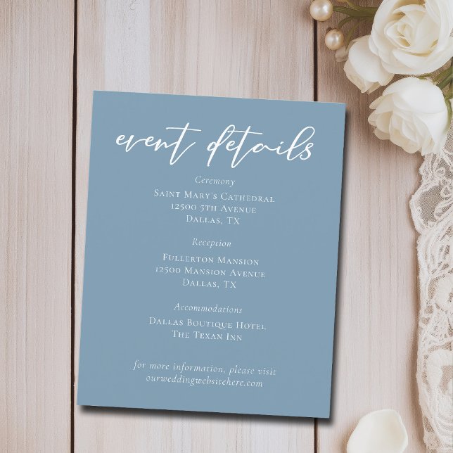 Chic Dusty Blue Wedding Event Details Sheets (Creator Uploaded)