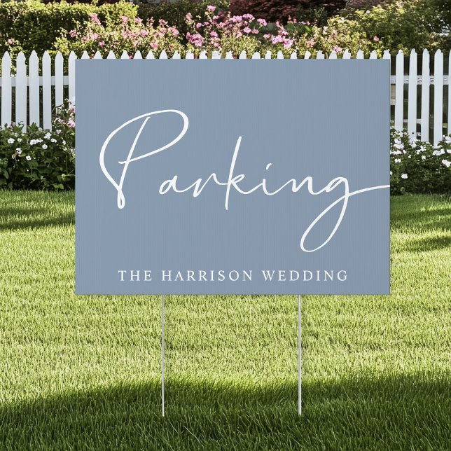 Chic Dusty Blue Wedding Parking Sign (Creator Uploaded)