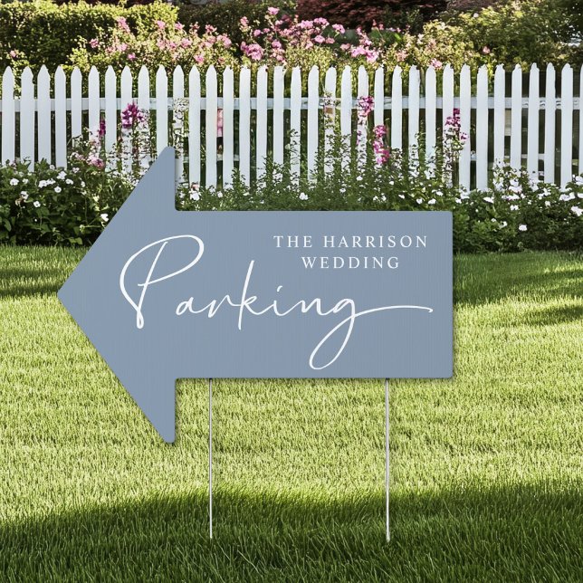 Chic Dusty Blue Wedding Parking Sign (Creator Uploaded)