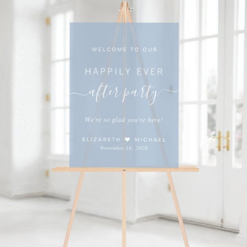 Chic Dusty Blue Wedding Reception Welcome Acrylic Sign