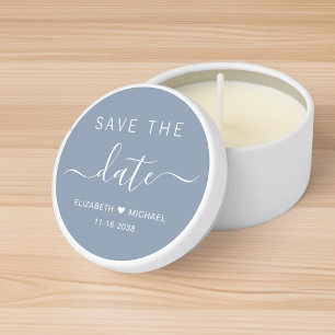 Chic Dusty Blue Wedding Save The Date Mini Candle Favors