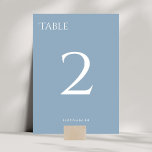 Chic Dusty Blue Wedding Table Number Card<br><div class="desc">Chic and elegant. These table number cards feature a contemporary set of fonts in white, against a chic dusty blue background. Included are a table number and couple names. Edit each card individually with number and add to cart. Designed to coordinate with other items in the collection. Full wedding collection...</div>