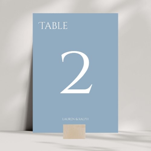 Chic Dusty Blue Wedding Table Number Card