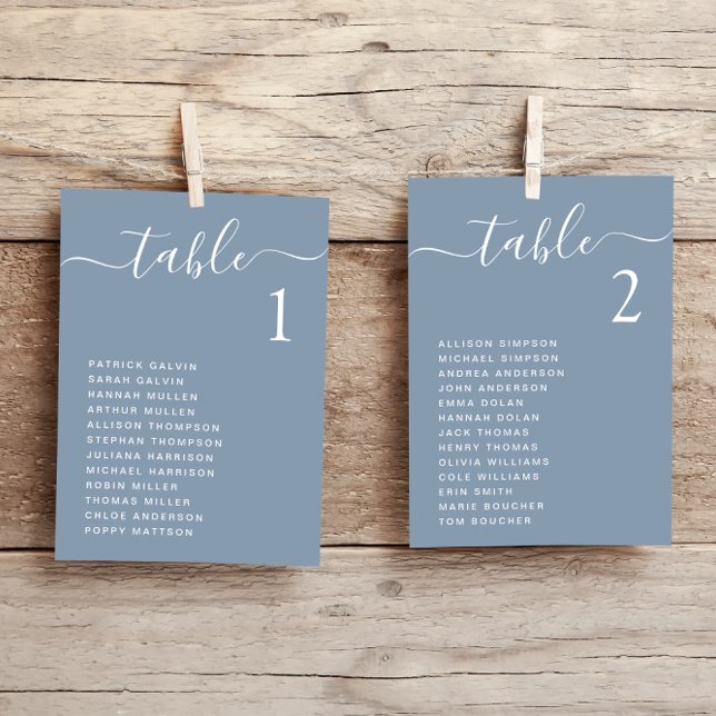 Chic Dusty Blue Wedding Table Seating Chart Card (Creator Uploaded)