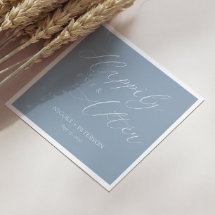 Chic Dusty Blue & White Happily Ever After Wedding Napkins