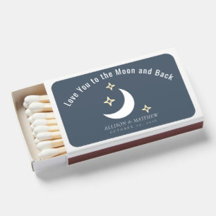 Chic Dusty Blue White Love You To The Moon Matchboxes