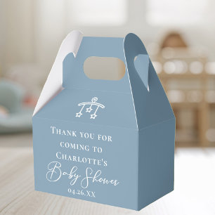 Chic Dusty Blue White Minimalist Baby Shower Favor Boxes