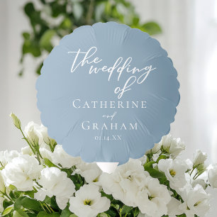 Chic Dusty Blue White Personalized Wedding Balloon