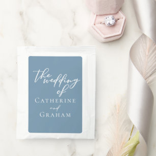 Chic Dusty Blue White Personalized Wedding Tea Bag Drink Mix