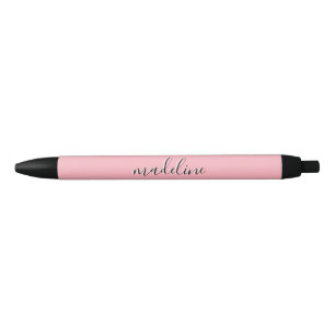 Chic Dusty Blush Pink with black Calligraphy name Pen