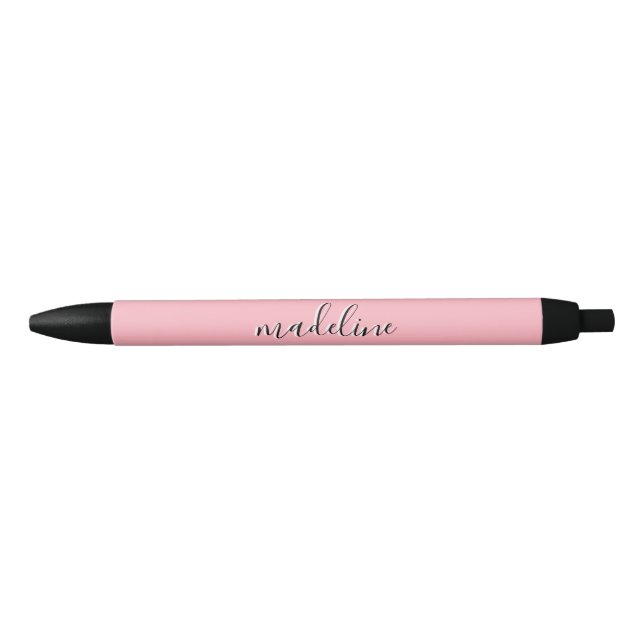 Chic Dusty Blush Pink with black Calligraphy name  Pen (Front)