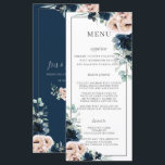 Chic Dusty Pink Blush Navy Roses Floral Wedding Program<br><div class="desc">Designed to co-ordinate with our Elegance wedding collection, this elegant wedding menu features a beautiful watercolor blush and navy blue floral and silver eucalyptus arrangement. Personalise it easily and quickly, simply press the customise it button to further re-arrange and format the style and placement of the text. Double sided. Coordinating...</div>