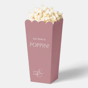 Chic Dusty PInk Couple Monogram Popcorn Favor Boxes
