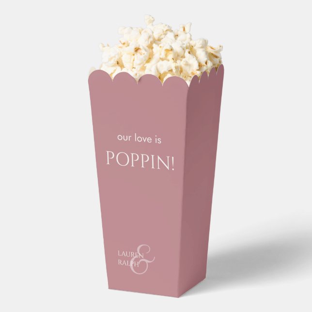 Chic Dusty PInk Couple Monogram Popcorn  Favor Boxes (Popped)