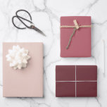 Chic Dusty Pink Eggplant Wine Solid Color Set of 3 Wrapping Paper Sheets<br><div class="desc">Beautiful set of three wrapping paper sheets in an elegant combination of solid dusty pink,  eggplant and wine shades.</div>