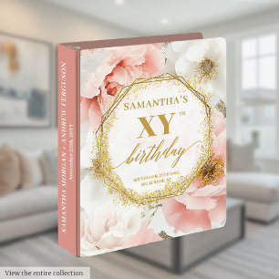 Chic Dusty Pink Gold Birthday Ring Binder